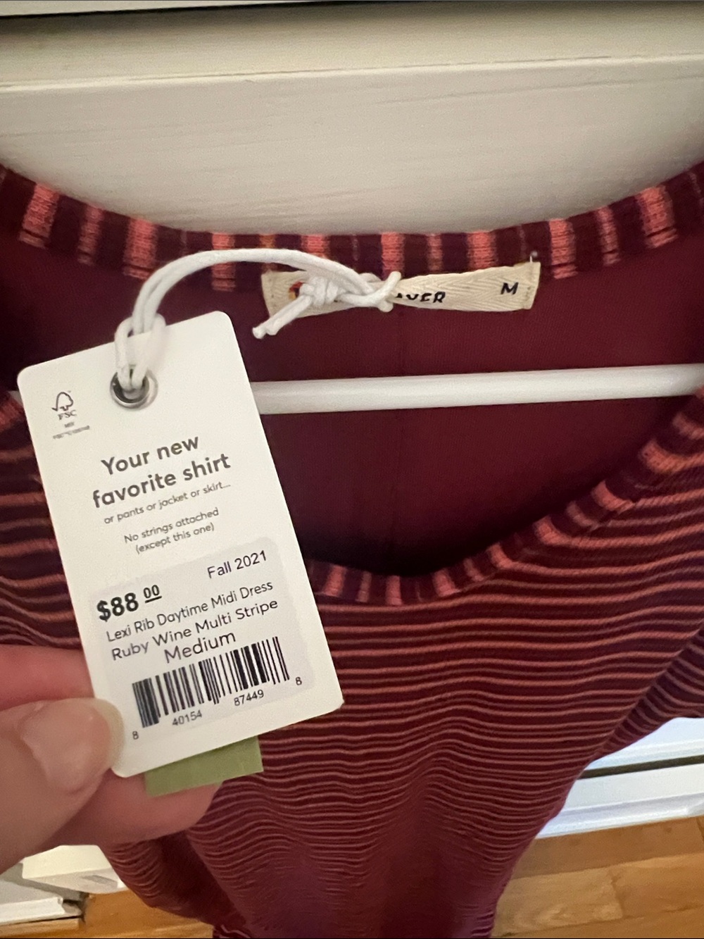 Marine Layer Ruby Wine Multi-Stripe Lexi Rib Daytime Midi Dress